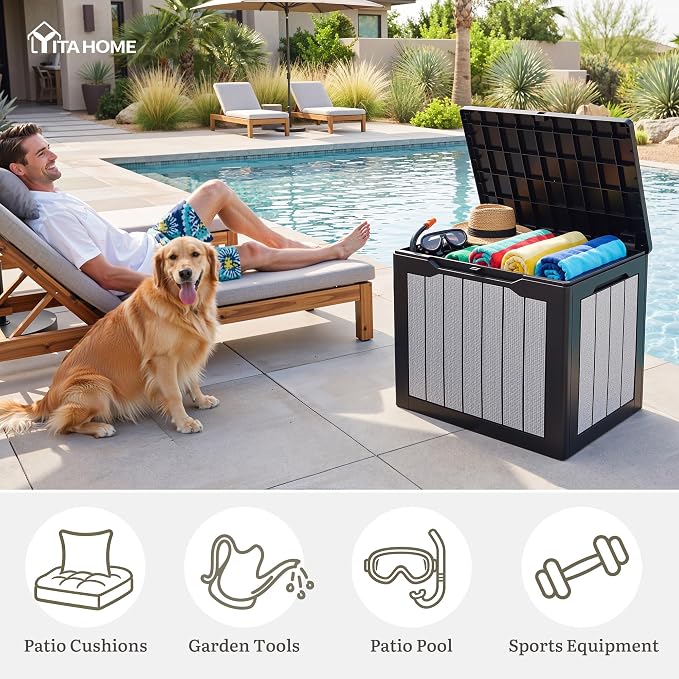 YITAHOME 30 Gallon Deck Box | 2-Pack Waterproof Resin Outdoor Storage Box - Image 4