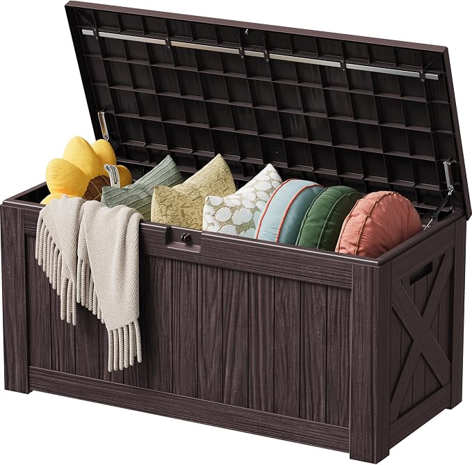 Devoko 125 Gallon Outdoor Storage Box, Waterproof Resin Deck Box | by DEVOKO