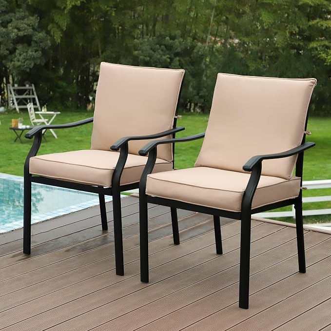 LVUYOYO Outdoor Patio Dining Chairs Set of 6, Metal Stackable Chairs Set - Image 9