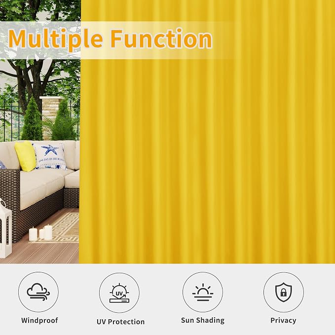 Easy-Going Outdoor Patio Curtains 2 Panels, 110x108 inch, Porch and Pergola - Image 5