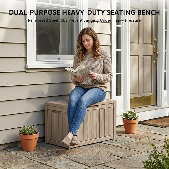 Outdoor Storage Box, 50 Gallon Waterproof Deck Box, Snap-Together Storage Bin - Image 6