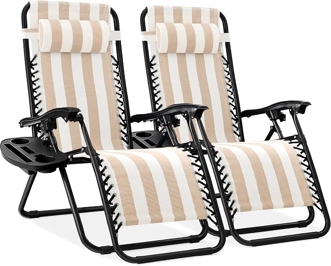 Best Choice Products Set of 2 Adjustable Steel Mesh Zero Gravity Lounge Chair by Unknown