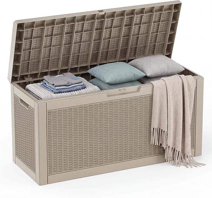 70 Gal Waterproof Outdoor Storage Box UV Resistant Deck Box | Storage bench by EASYUP