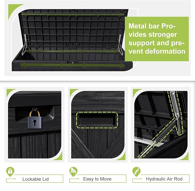 Greesum 120 Gallon Deck Box, Resin Outdoor Storage Container, Garden Tools - Image 5