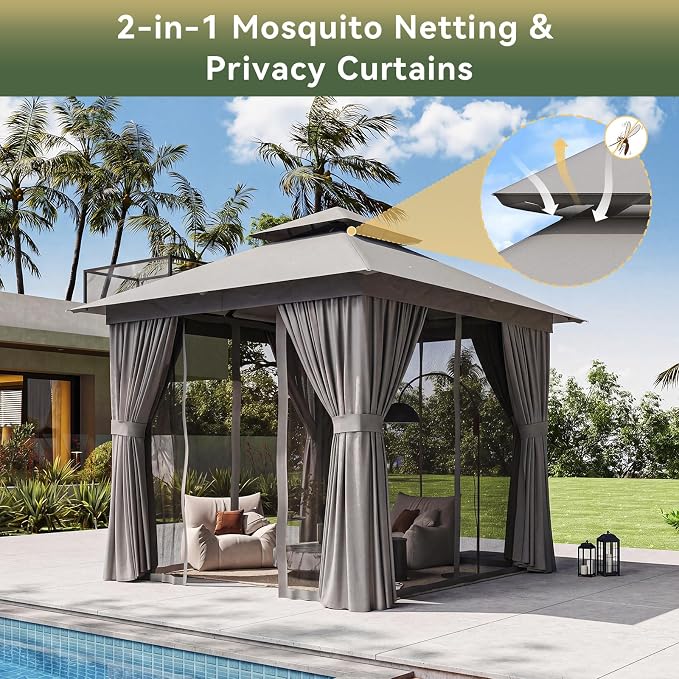 8'x8' Gazebo, Metal Frame Canopy - Image 3
