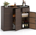 Tangkula Rattan Outdoor Storage Cabinet, Patiojoy Outdoor Cabinet by TANGKULA