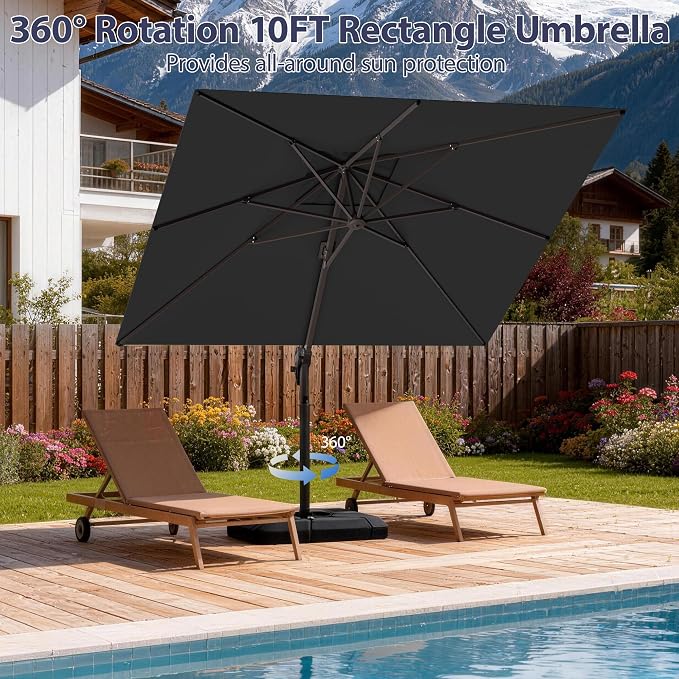 10' X 10' Patio Umbrella Cantilever Outdoor Rectangle Umbrella - Image 4