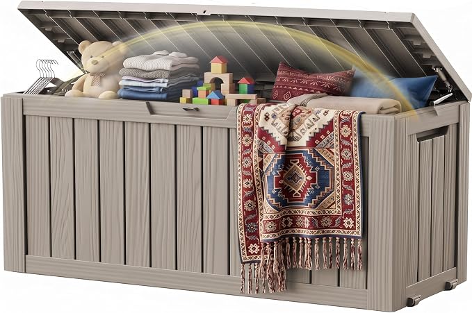 Outdoor Storage Box Waterproof, 150 Gal Gen 2 Resin Deck Box by EFU