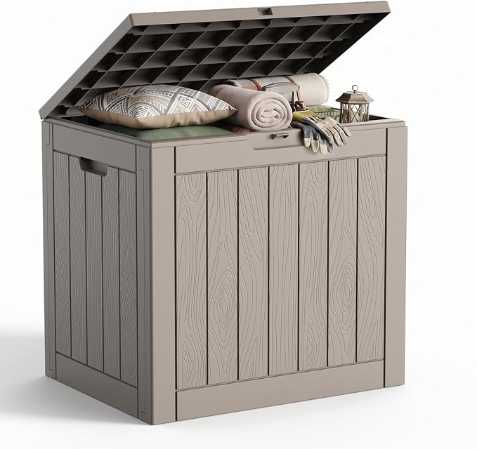 Outdoor Storage Box 38 Gallon Waterproof Resin Deck Boxes, by EASYUP
