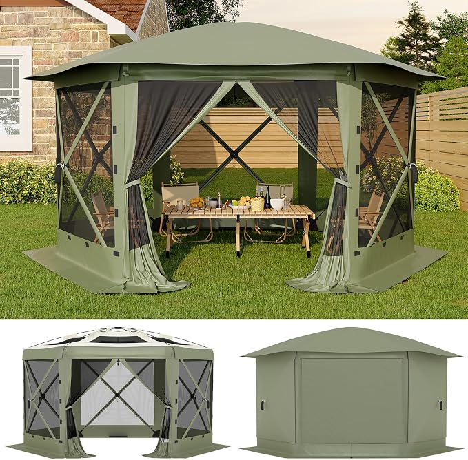 13FT Pop-Up Gazebo Tent with Mesh Netting, Removable Top & Wind Cloths | by GarveeLife