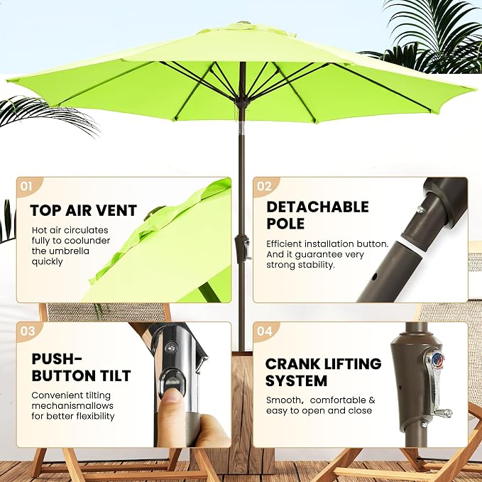 Ayge 9FT Patio Umbrella Outdoor Garden Umbrella - Image 2