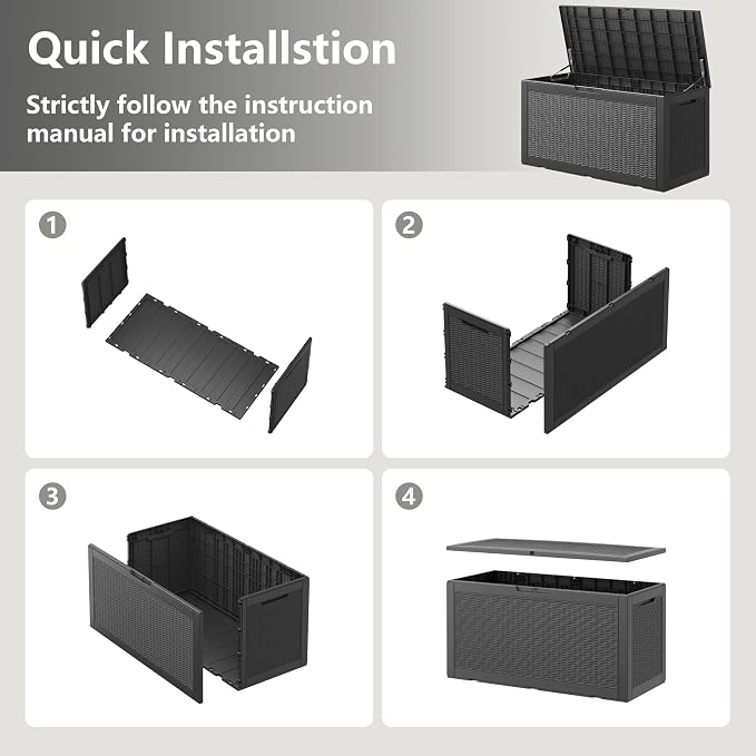 120 Gallon Waterproof Large Resin Deck Box, Lockable Large Outdoor Storage - Image 6
