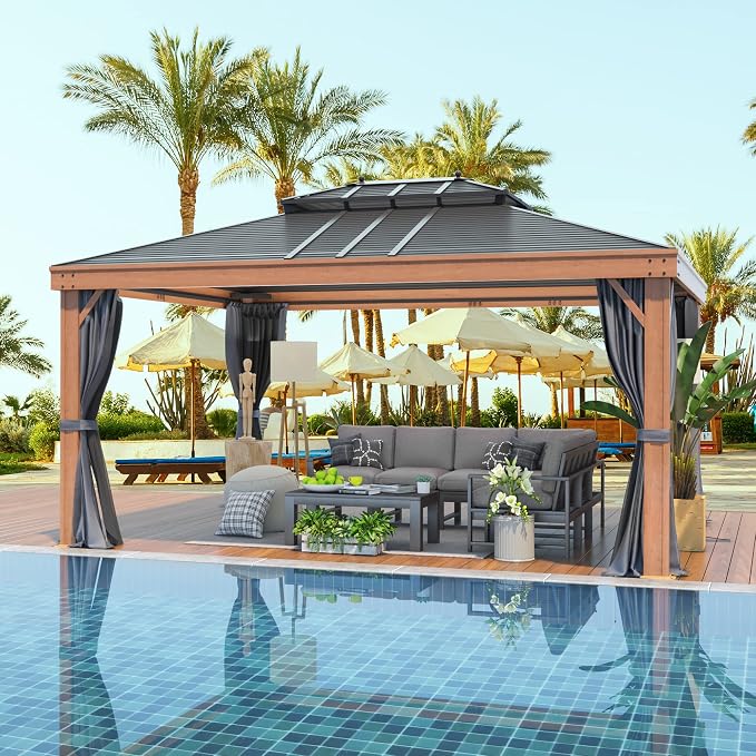 12'x16' Hardtop Gazebo, Galvanized Steel Double Roof - Image 9