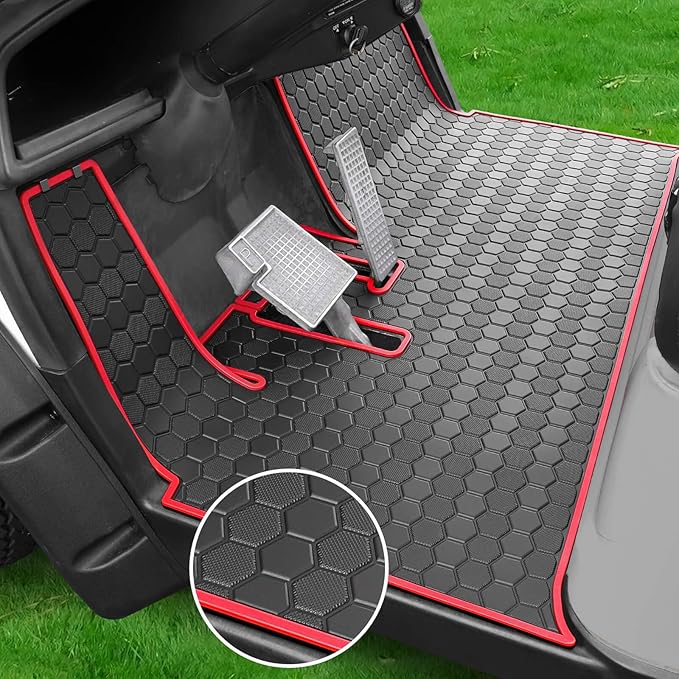 Golf Cart Floor Mat for Yamaha G29 Drive, Upgraded Non-Slip Full Coverage Liner Mats Replacement Thick Rubber, Hexagonal Pattern