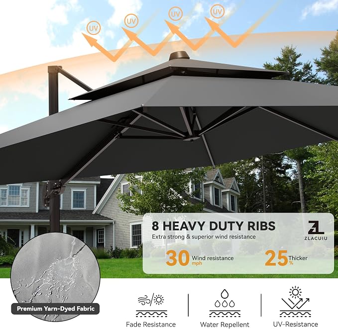 10x13FT Cantilever Outdoor Patio Umbrellas - Image 6