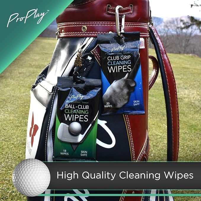 ProPlay Ball & Club Cleaning Wipes | Powerful Cleaner Removes Dirt, Grass, and Sand | Convenient, Resealable Pack - Unscented 8 Pack
