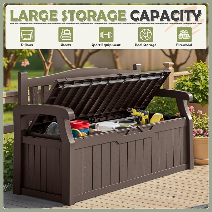 Homall 75 Gallon Outdoor Storage Benches Lockable Deck Box Waterproof | UV - Image 4