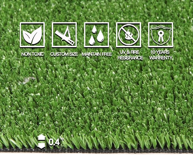 Artificial Grass Turf, 9ft x 46ft 0.4" Pile Height, Indoor Outdoor Fake Astroturf Rug Carpet Mat for Balcony Decor Backyard Patio Backdrop Fence Wall Decorations Dogs