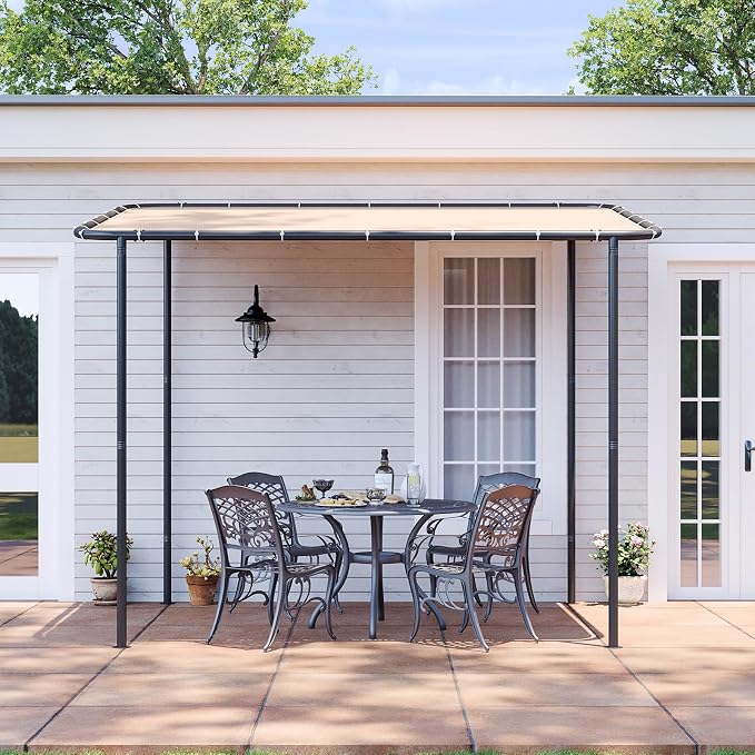 Aoxun 10x6 Lean-to Gazebo, Sloped Roof Pergola Porch Canopy Awning - Image 2