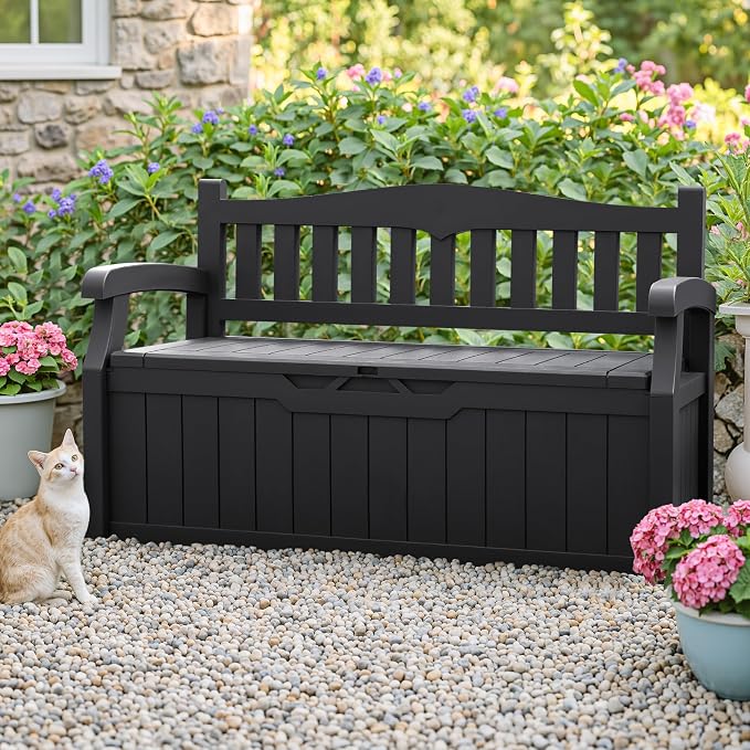 Homall 75 Gallon Outdoor Storage Benches Lockable Deck Box Waterproof | UV - Image 2