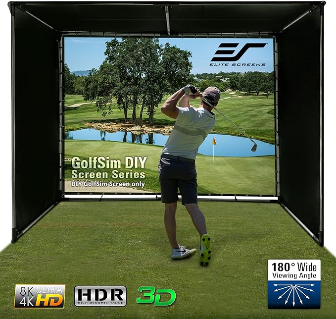 Elite Screens GolfSim DIY 10'x8' Golf Simulator Impact Screen – Indoor Golf Hitting Screen with Grommets, Multi-Sport Ready, Folded Packing for Home Training (DIY10X8-IPW1145-F)