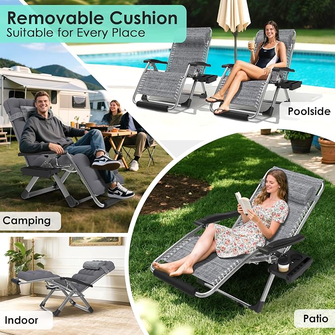 Suteck Oversized Zero Gravity Chair, 500LBS 33" XXL Reclining Lounge Chairs | - Image 3