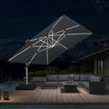 PURPLE LEAF Patio Umbrella 12'X12' Double Top Solar LEDlight, Slate Gray | 7 by PURPLELEAF