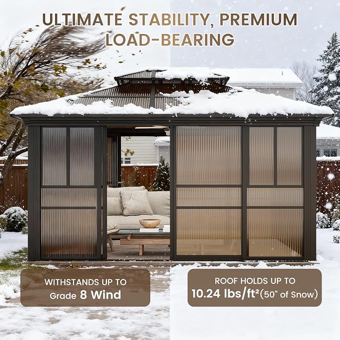 12x14 Sunroom Gazebo, Enclosed Outdoor Solarium - Image 5