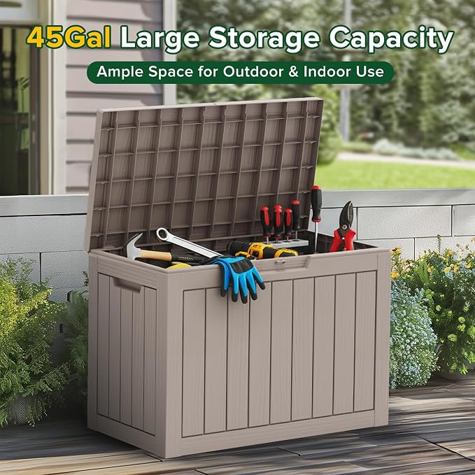 50 Gallon Outdoor Storage Box Waterproof Lockable Deck Boxes | UV Resistant - Image 2