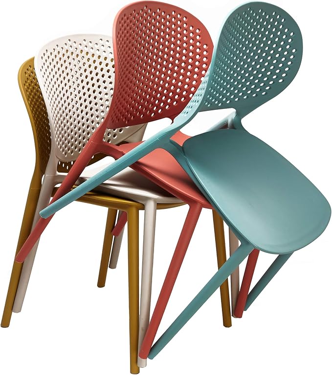 2xhome Set of 2 Patio Dining Chairs | Modern Stackable Outdoor Pool Side Chair - Image 4
