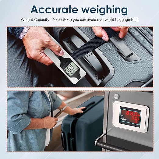 Battery-Free Luggage Scale, Travel Essentials, Portable Handheld Suitcase Weight Scale for for Travel Accessories, 110lbs/50kg