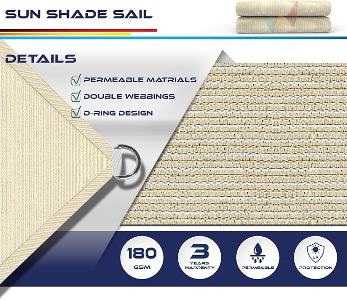 Windscreen4less 12' x 14' Sun Shade Sail Rectangle Outdoor Canopy Cover UV Block - Image 3