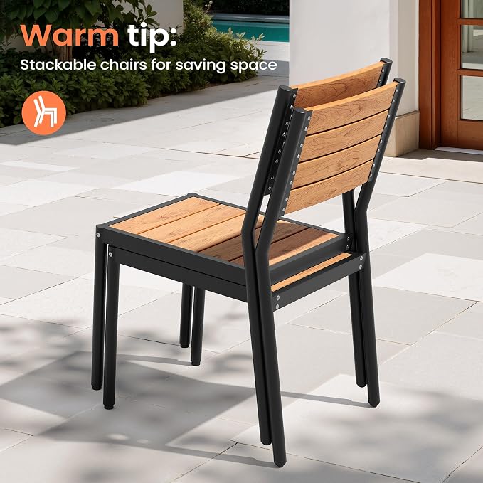 Pellebant Stackable Outdoor Patio Dining Chairs Set of 6 | Aluminum Armless - Image 8