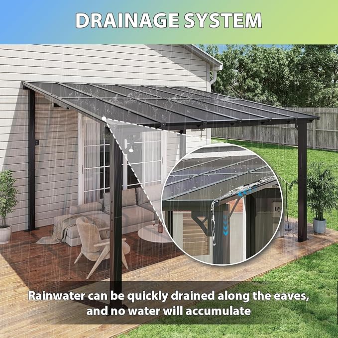 Aoxun 12’x10’ Gazebo with Aluminum Frame & Polycarbonate Panel, Outdoor Patio - Image 6