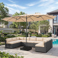 Aoxun 15ft Patio Umbrella with Base Included, Outdoor Double-Sided Rectangular by Aoxun