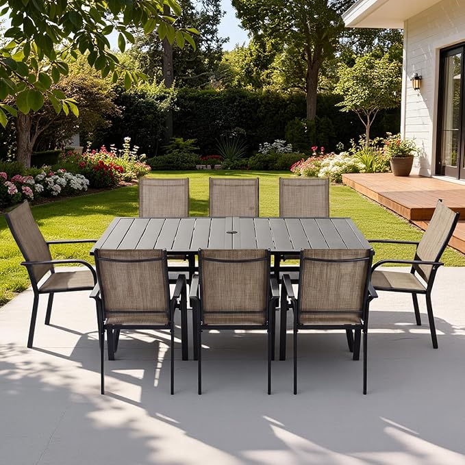 Patio Chairs Set of 8, Stackable Outdoor Dining Chairs, All Weather Breathable - Image 2
