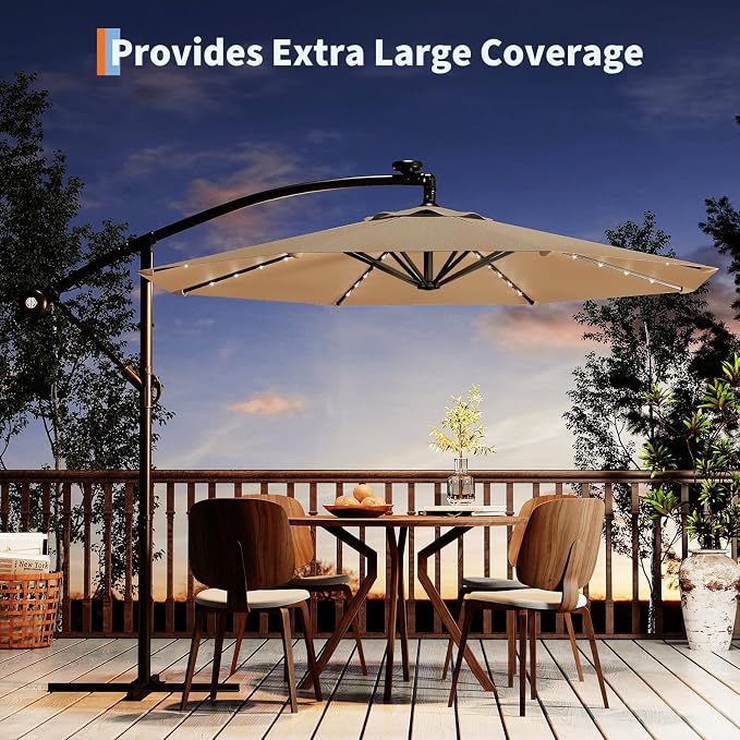 Garvee 10FT Solar Lights Offset Patio Umbrella - Image 7