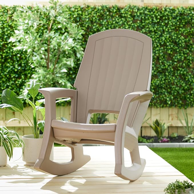 Rockaway Heavy Duty All Weather Patio or Deck Rocking Chair, Taupe | - Image 2