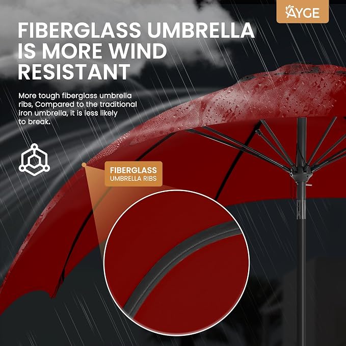 Ayge Patio Umbrella 9 FT Outdoor Table Umbrella Fiberglass - Image 4