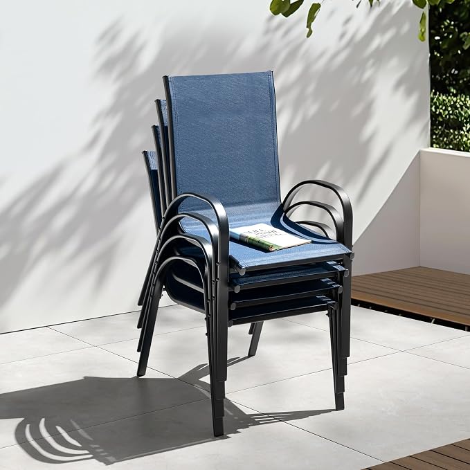 NUU GARDEN Patio Dining Chairs Set of 4, Stackable Outdoor Textilene Chairs - Image 5