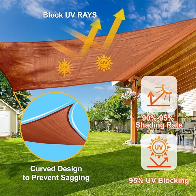 Sun Shade Sail 7'x18' Terra Red Rectangle Custom Size | 95% UV Block, Cooling - Image 4