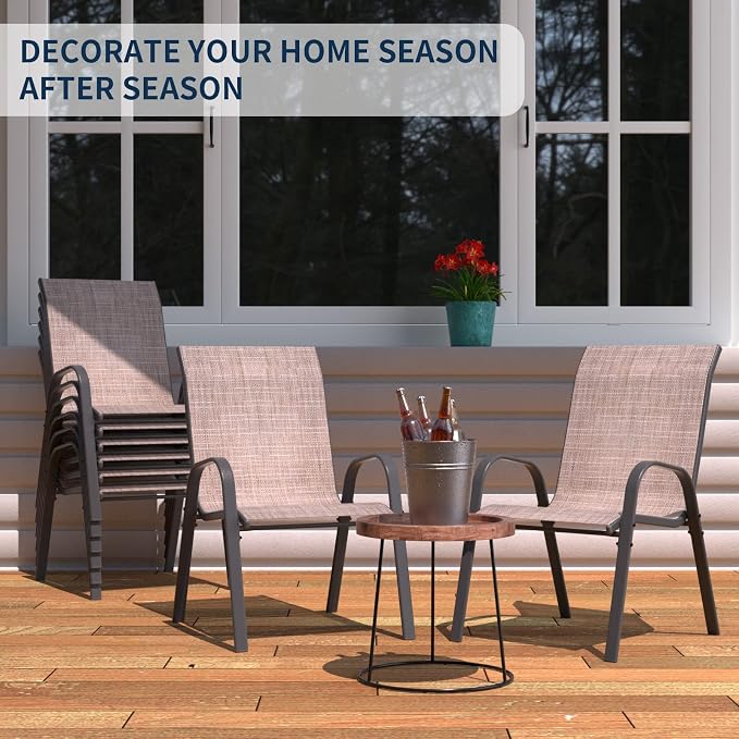 Amopatio Patio Chairs Set of 8, Outdoor Stackable Dining Chairs - Image 5