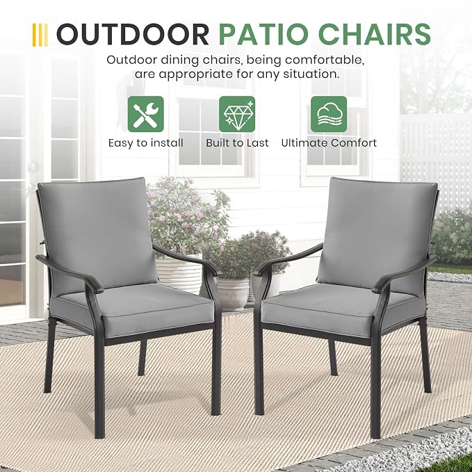 LVUYOYO Outdoor Patio Dining Chairs Set of 2, Metal Stackable Chairs Set - Image 4
