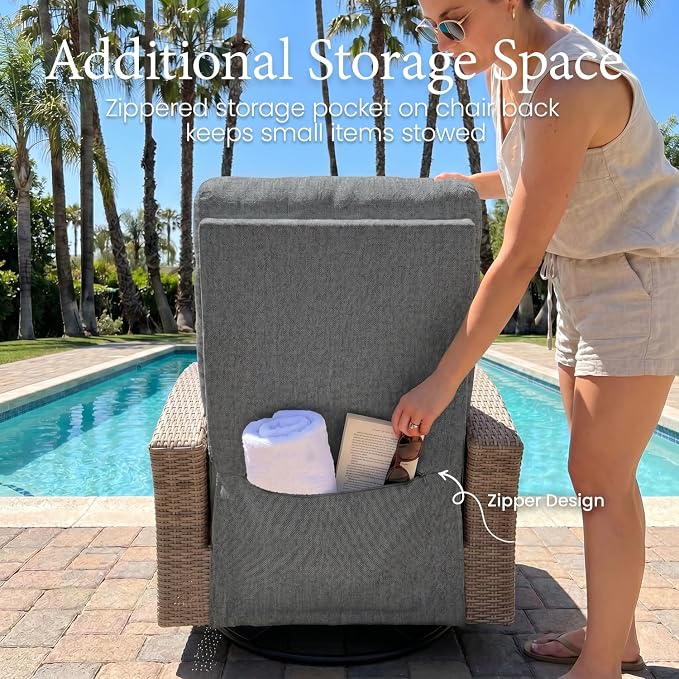 Oversized Wicker Outdoor Swivel Glider Recliner - Image 8