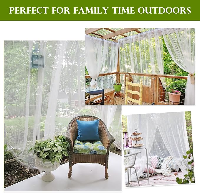 RYB HOME Mosquito Netting Outdoor Curtains - Image 2