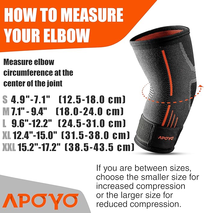 APOYO Elbow Brace for Tendonitis and Tennis Elbow, Compression Sleeve for Arthritis, Workouts, Reduce Joint Pain During Fitness Activity (Small)
