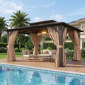 Aoxun 12'x10' Gazebo with Polycarbonate Double Roof, Light Brown | Metal Frame by Aoxun