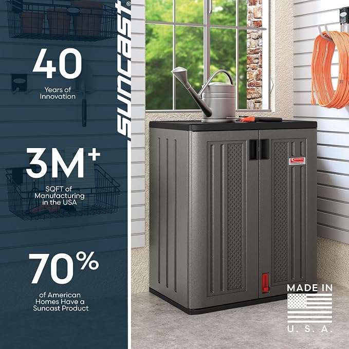 Suncast 30" Heavy-Duty Resin Outdoor Storage Cabinet, Dark Gray - Image 11