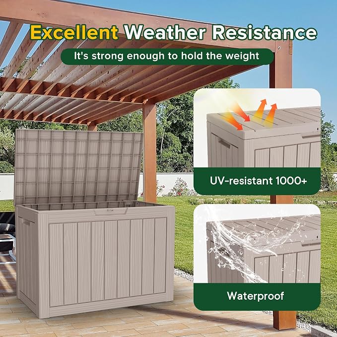 46 Gallon Outdoor Deck Box, Lockable Waterproof Outdoor Storage Boxes - Image 5