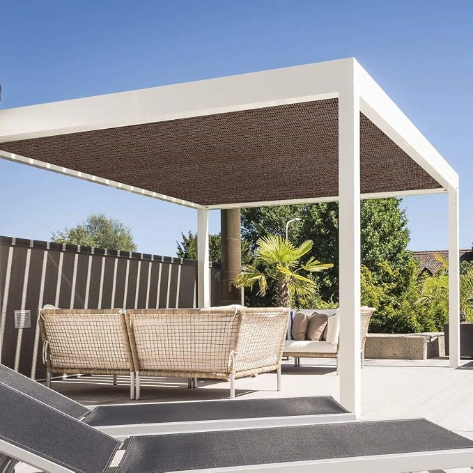 Eden's Decor Straight Flat-Edged Sun Shade Sail Rectangular 13' x 17' Brown - Image 6